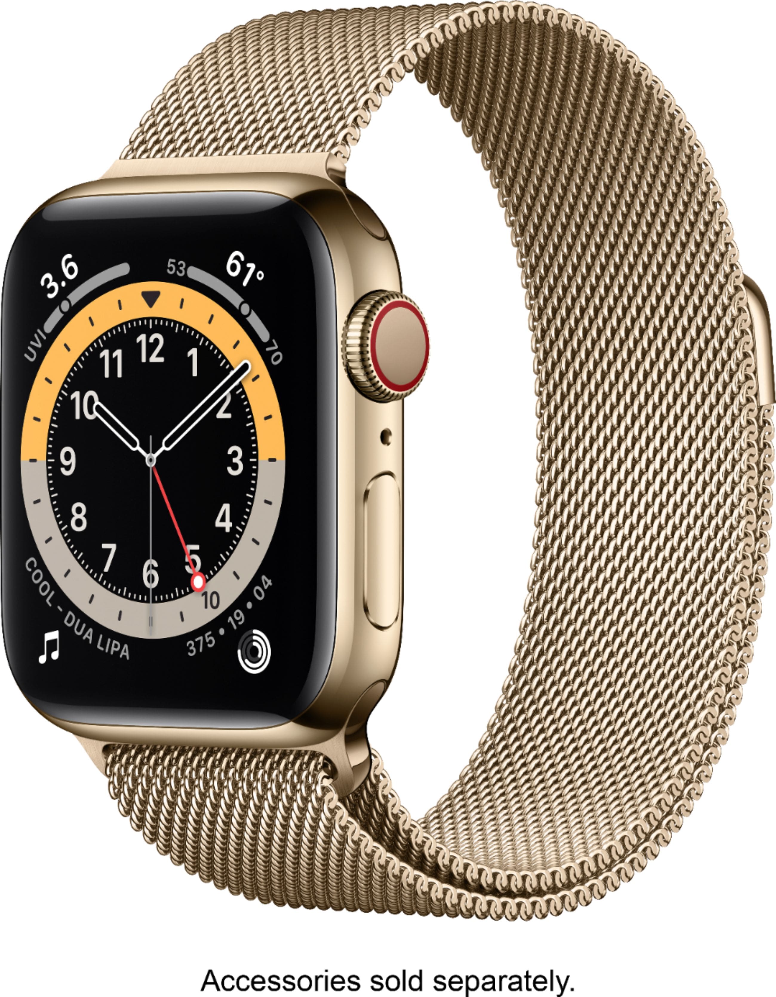 Apple Watch Series 6 (GPS + Cellular) 40mm Gold Stainless Steel Case with  Gold Milanese Loop Gold M02X3LL/A - Best Buy