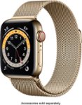 Front Zoom. Apple Watch Series 6 (GPS + Cellular) 40mm Gold Stainless Steel Case with Gold Milanese Loop - Gold.