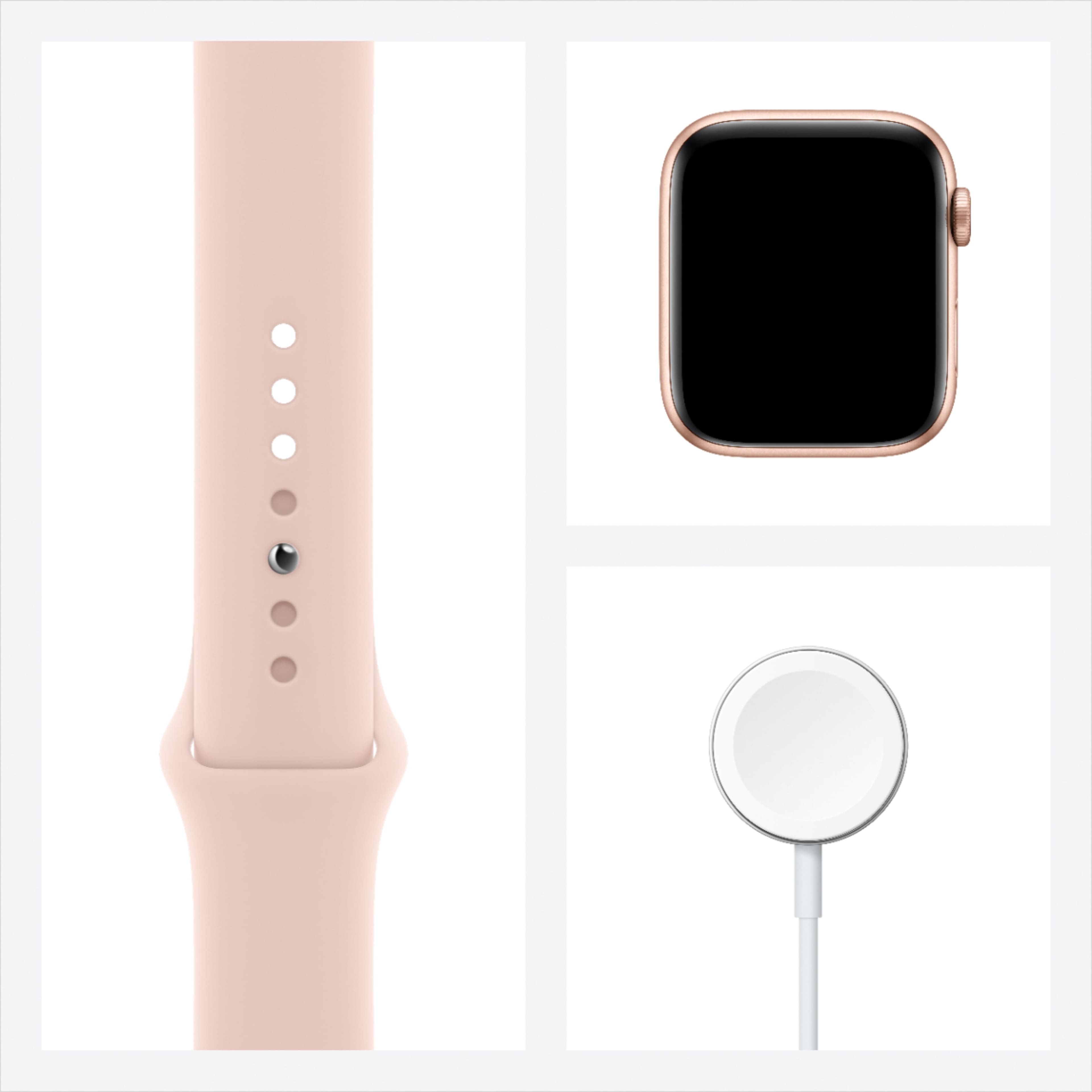 Alt View 15. Apple - Apple Watch Series 6 (GPS + Cellular) 44mm Gold Aluminum Case with Pink Sand Sport Band - Gold.