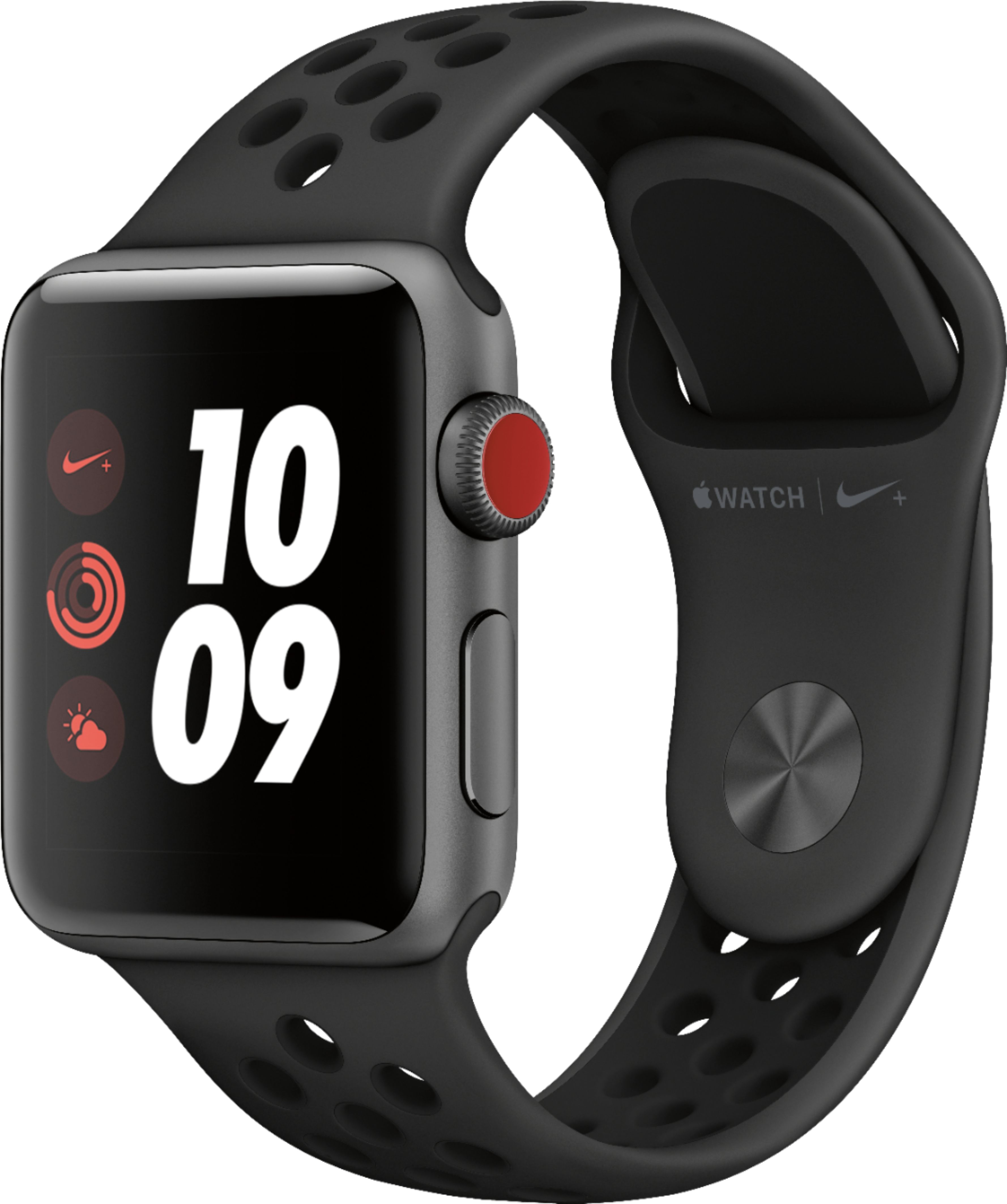 Image of Apple Watch Nike+ Series 3 (GPS + Cellular) 38mm Aluminum Case with Anthracite/Black Nike Sport Band - Space Gray Aluminum