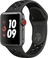 Apple Watch Nike+ Series 3 (GPS + Cellular) 38mm Aluminum Case with Anthracite/Black Nike Sport Band - Space Gray Aluminum - Left_Zoom