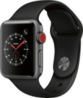 Apple Watch Series 3 (GPS + Cellular) 38mm Space Gray Aluminum Case with Black Sport Band - Space Gray Aluminum - Left_Zoom