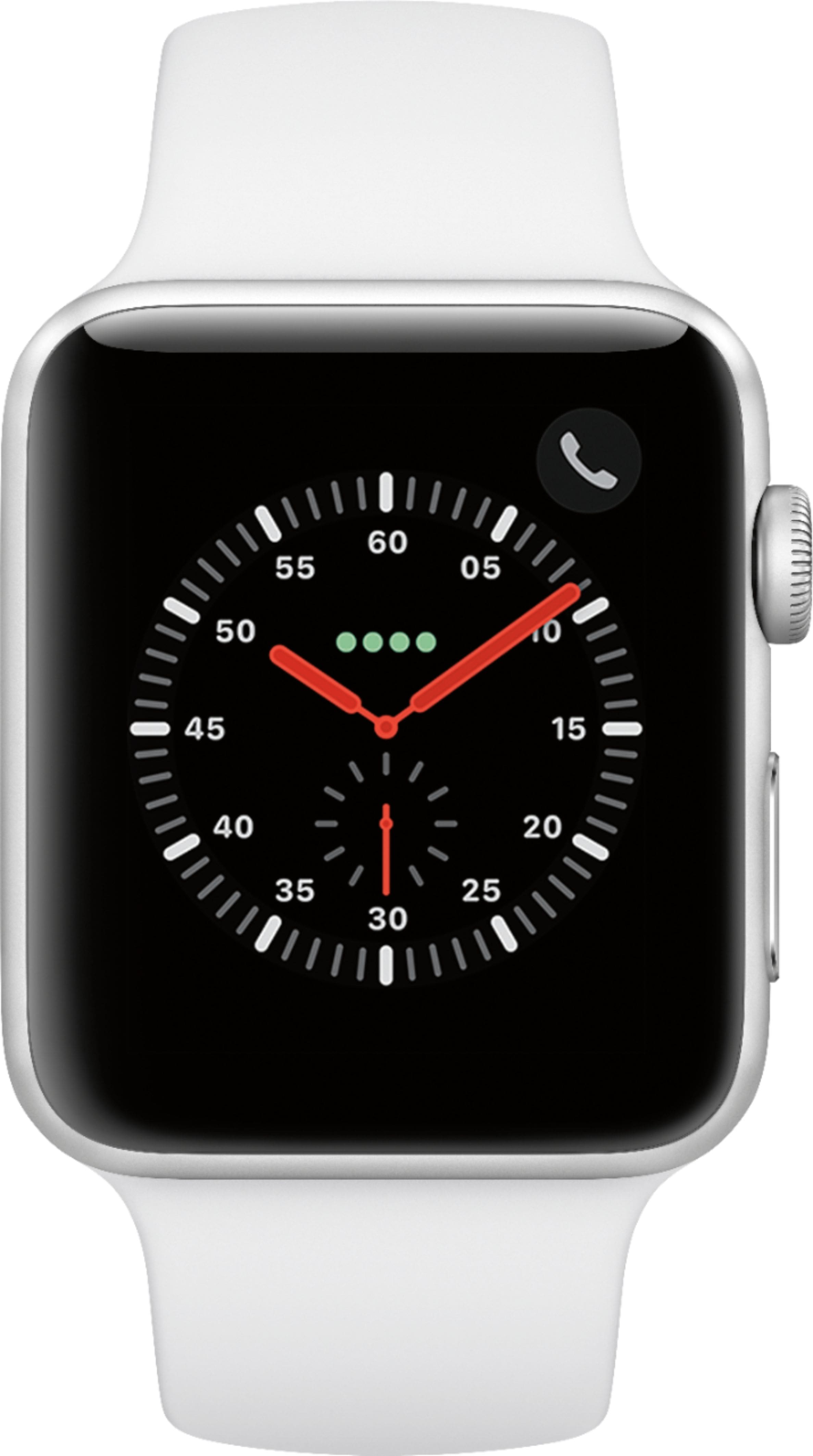 Alt View 11. Apple - Apple Watch Series 3 (GPS + Cellular) 42mm Silver Aluminum Case with White Sport Band - Silver Aluminum.