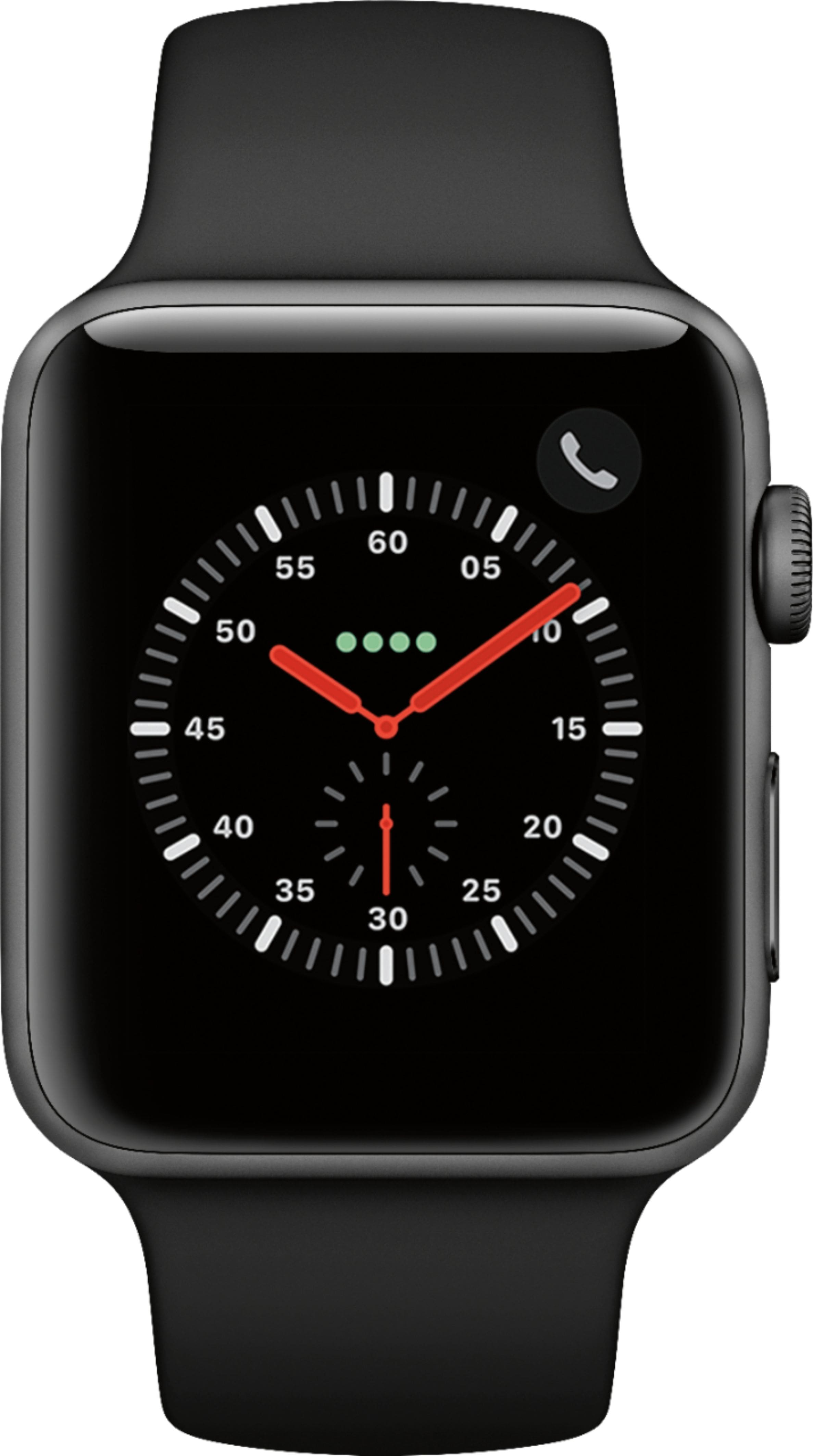 Alt View 11. Apple - Apple Watch Series 3 (GPS + Cellular) 42mm Space Gray Aluminum Case with Black Sport Band - Space Gray.