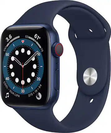 The image shows a watch face with a blue background and white numbers. The numbers on the watch face are: 3, 6, 1, 50, 53, 61, 70, 10, 40, 30, 20, 04, 19, and 375. The watch is likely an Apple Watch, as it has a blue band and is displayed in a close-up view.