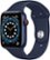 Front Zoom. Apple Watch Series 6 (GPS + Cellular) 44mm Aluminum Case with Deep Navy Sport Band - Blue.