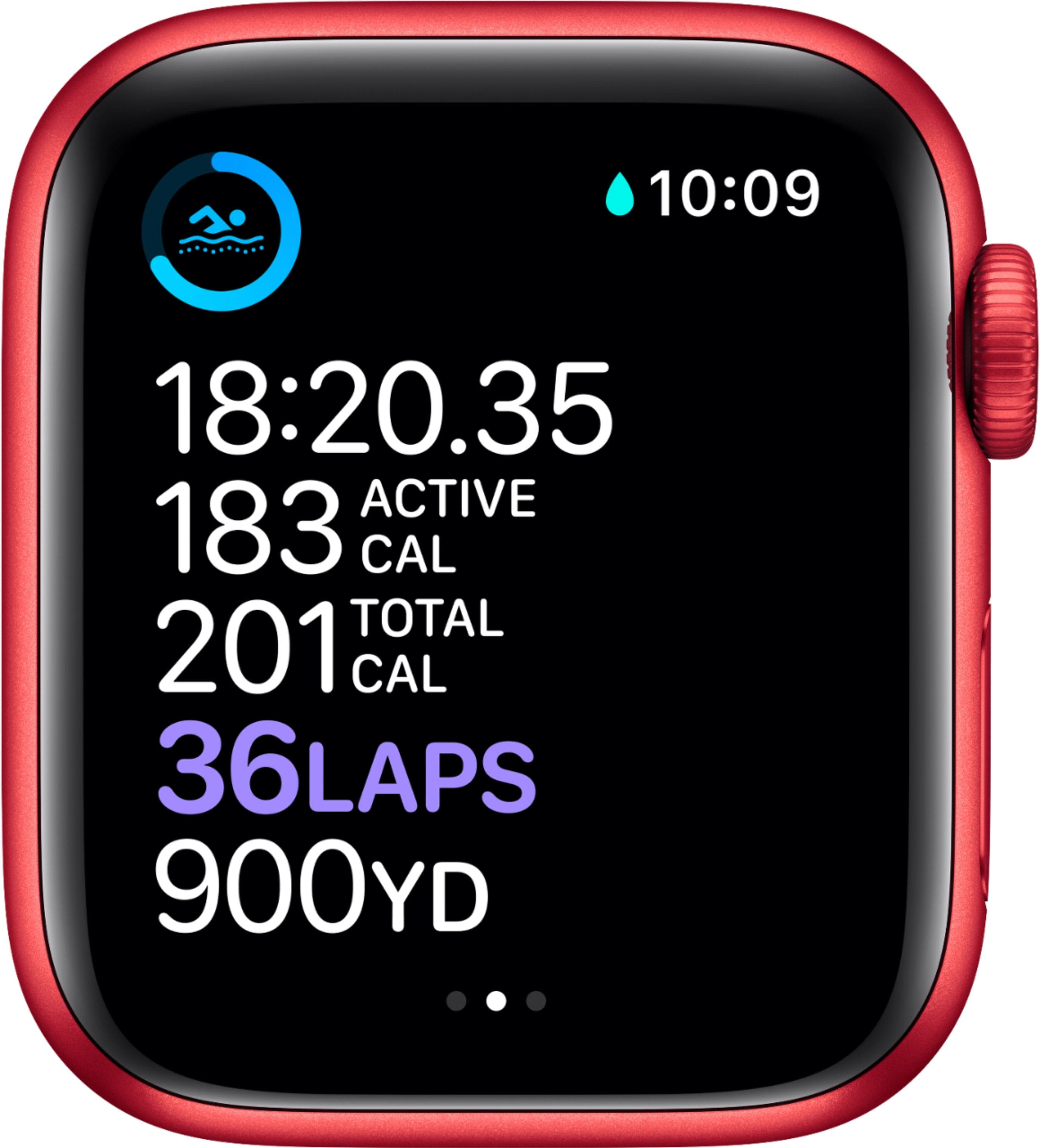 Alt View 13. Apple - Apple Watch Series 6 (GPS + Cellular) 44mm Aluminum Case with Red Sport Band - (PRODUCT)RED.