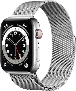 Refurbished Apple Watch Series 6 (GPS + Cellular) 44mm Silver Stainless Steel Case with Silver Milanese Loop - Silver - (2020)