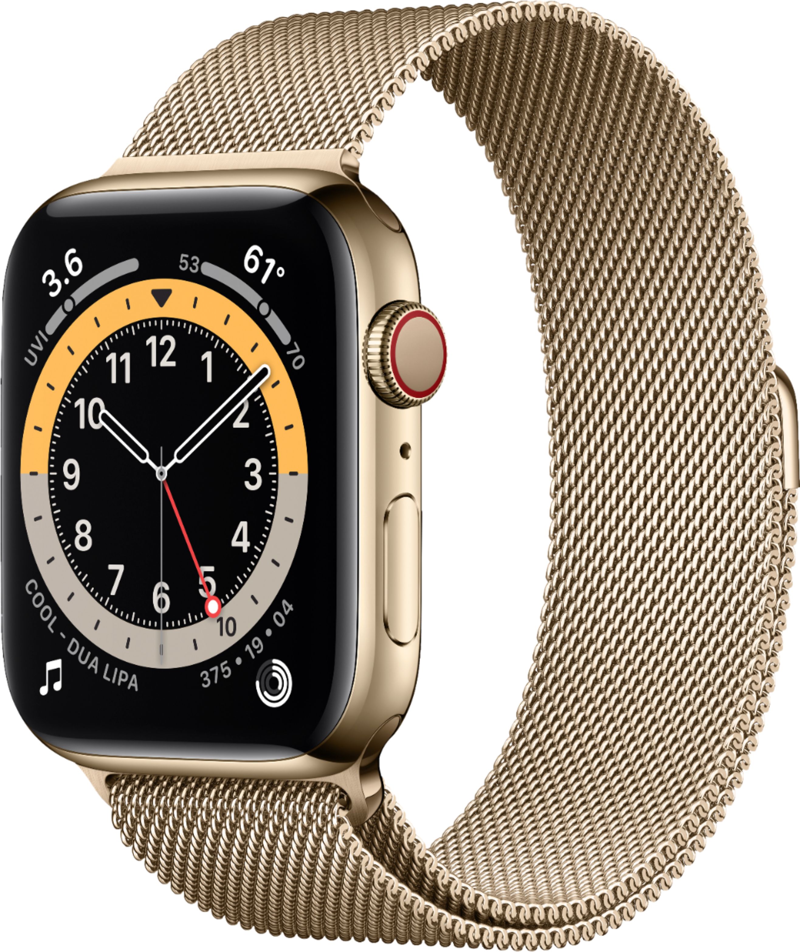 Apple Watch Series 6 (GPS + Cellular) 44mm Stainless Steel Case with Gold  Milanese Loop Gold M07P3LL/A - Best Buy