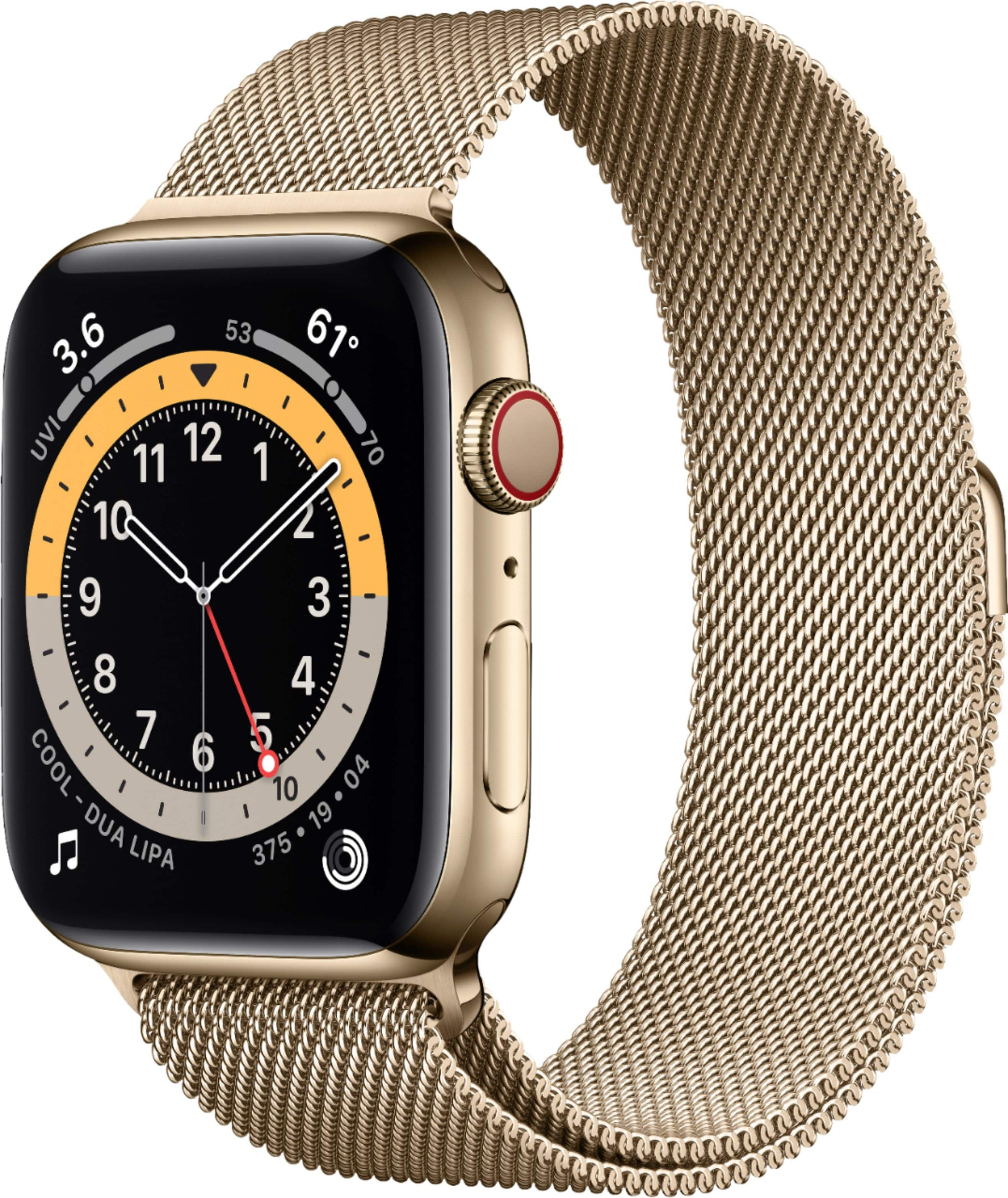 Apple Watch Series 6 (GPS + Cellular) 44mm Gold Stainless Steel Case with Gold Milanese Loop - Gold