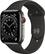 Front. Apple - Apple Watch Series 6 (GPS + Cellular) 44mm Graphite Stainless Steel Case with Black Sport Band.
