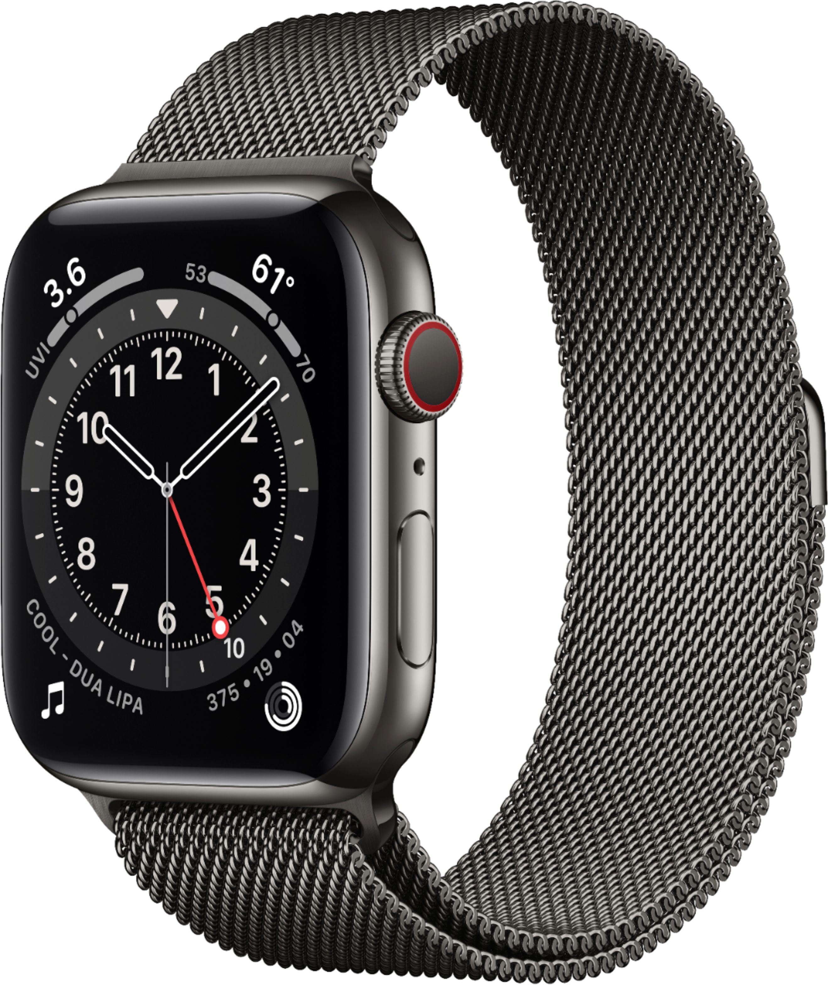 Best Buy: Apple Watch Series 6 (GPS + Cellular) 44mm Graphite Stainless  Steel Case with Graphite Milanese Loop Silver M07R3LL/A