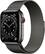 Front. Apple - Apple Watch Series 6 (GPS + Cellular) 44mm Graphite Stainless Steel Case with Graphite Milanese Loop - Silver.
