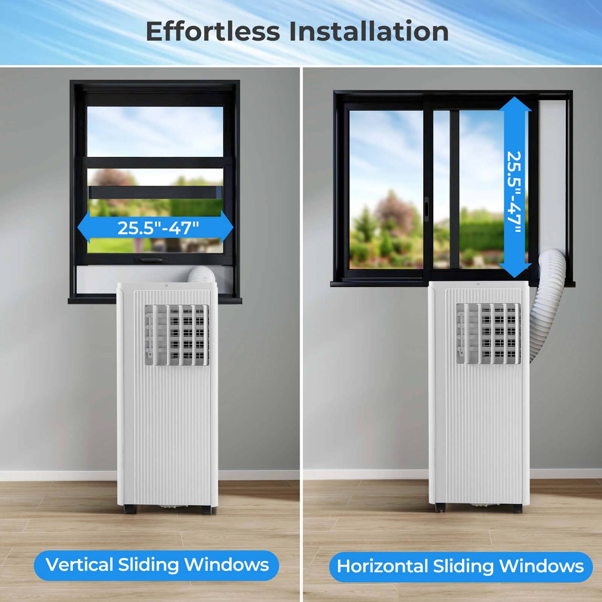 Effortless Installation:

* 25.5"-47" Vertical Sliding Windows
* 25.5"-47" Horizontal Sliding Windows