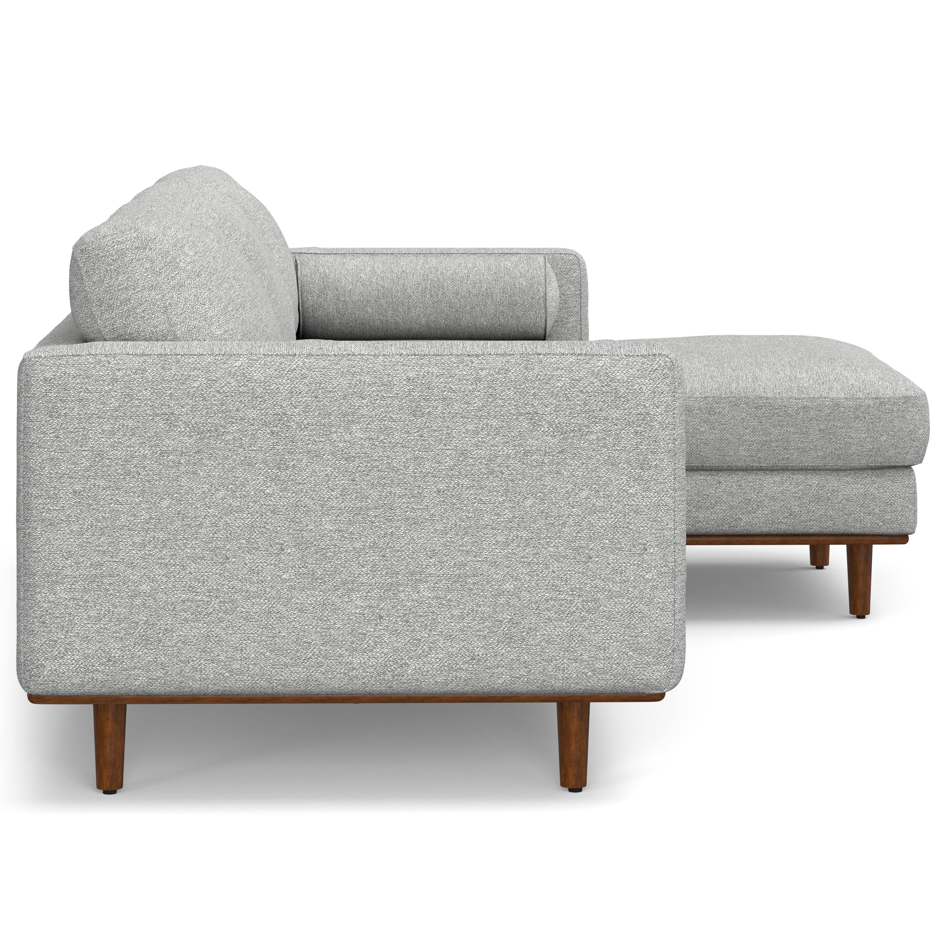 Alt View 1. Simpli Home - Morrison Mid Century Right Sectional 102 inch Wide Sofa Sectional in Mist Grey Tightly Woven Performance Fabric - Mist Grey.