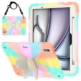 Dteck - for iPad Air 11 M4 2026/M3 2025/M2 2024/iPad Air 5th/4th Gen 10.9 Inch,Butterfly Stand with Shoulder Strap - Rainbow