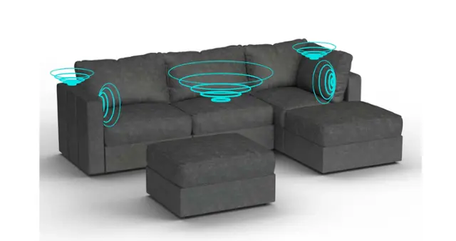 Front. Lovesac - 5 Seats + 5 Sides Charcoal Grey Corded Velvet & Standard Foam with 6 Speaker Immersive Sound + Charge System - Charcoal Grey.