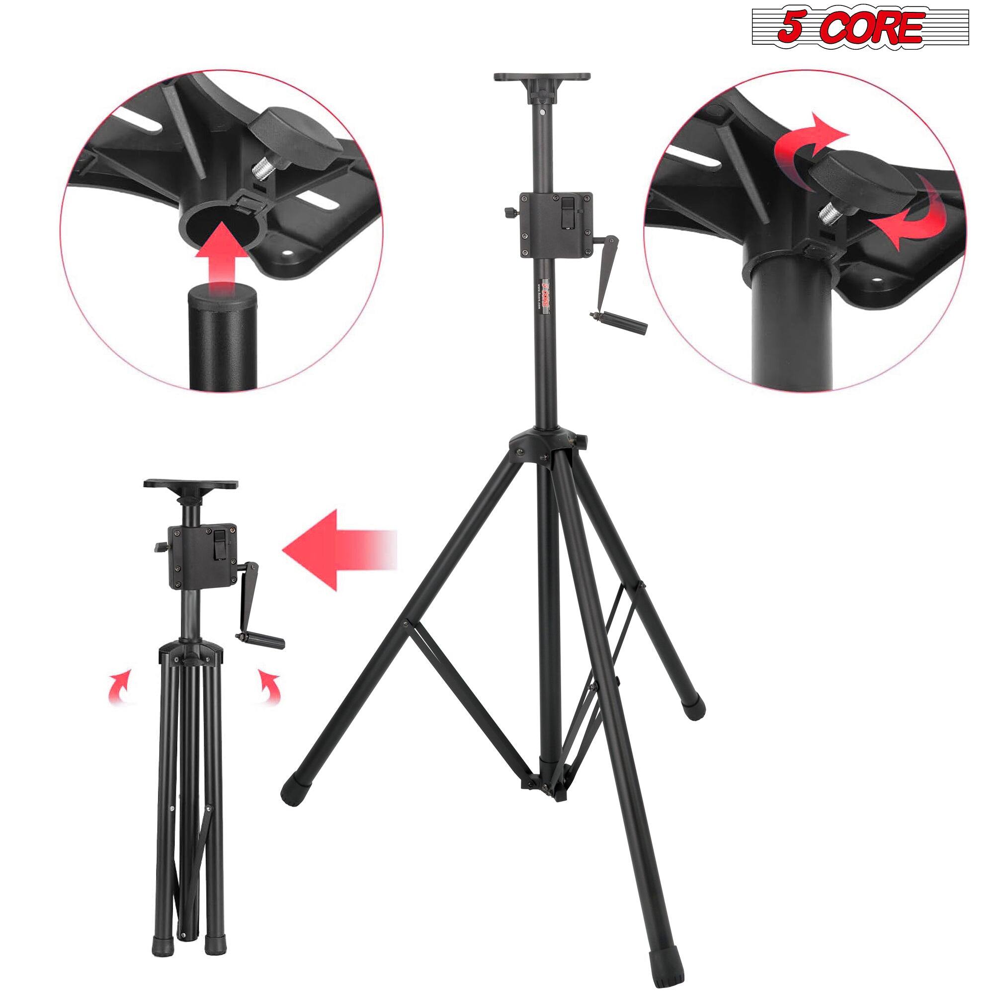 Alt View 4. 5 CORE - 5 Core Speaker Stand Crank Up Height Adjustable PA DJ Tripod Monitor Stands Heavy Duty w 35mm Insert - Black.