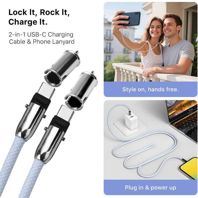 Lock It, Rock It, Charge It. 2-in-1 USB-C Charging Cable & Phone Lanyard. Style on, hands free. Plug in & power up.