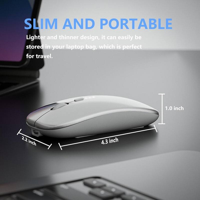 SLIM AND PORTABLE  
Lighter and thinner design, it can easily be stored in your laptop bag, which is perfect for travel.  

2.2 inch  
4.3 inch  
1.0 inch