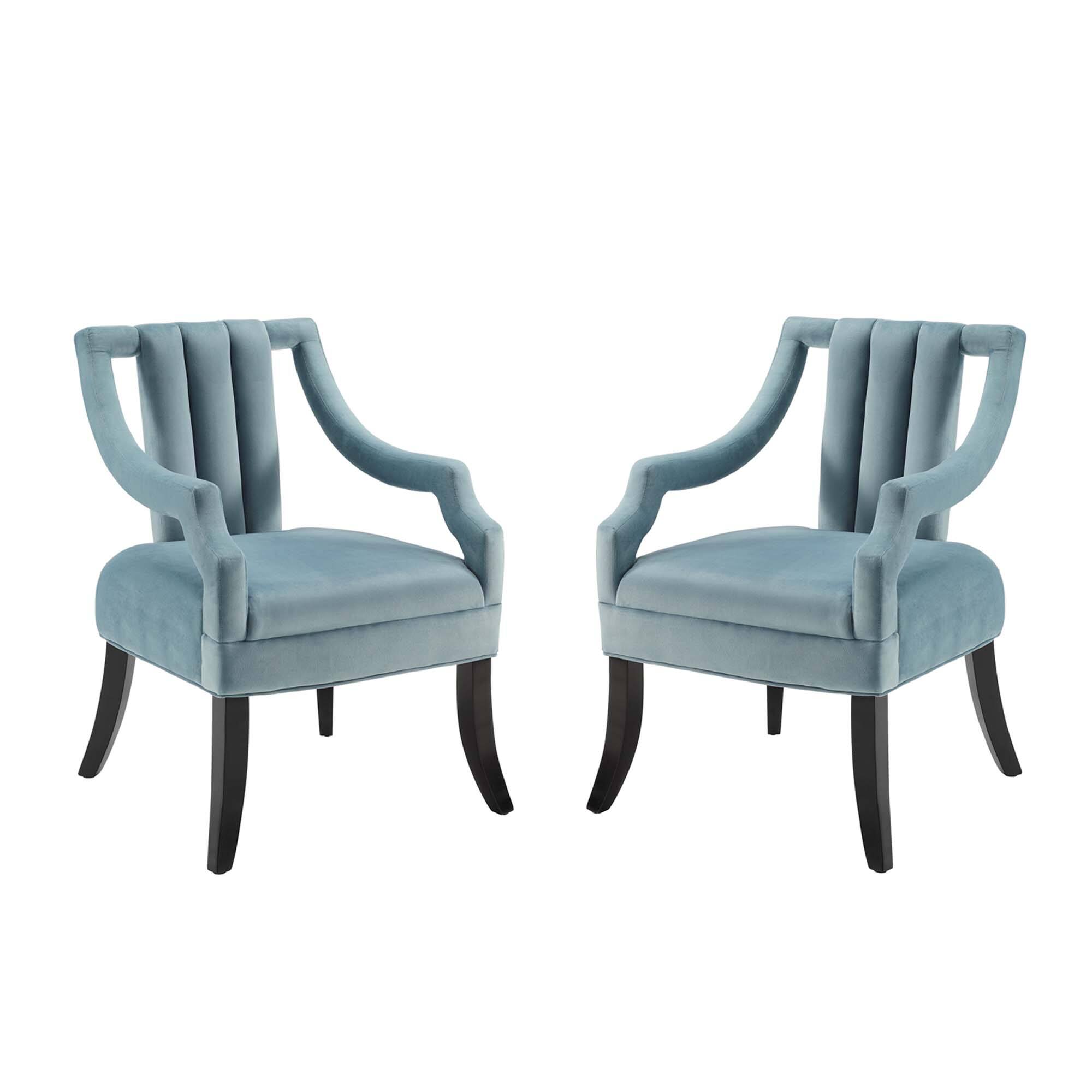 Angle. Modway - Harken Performance Velvet Accent Chair Set of 2 by Modway - Light Blue.