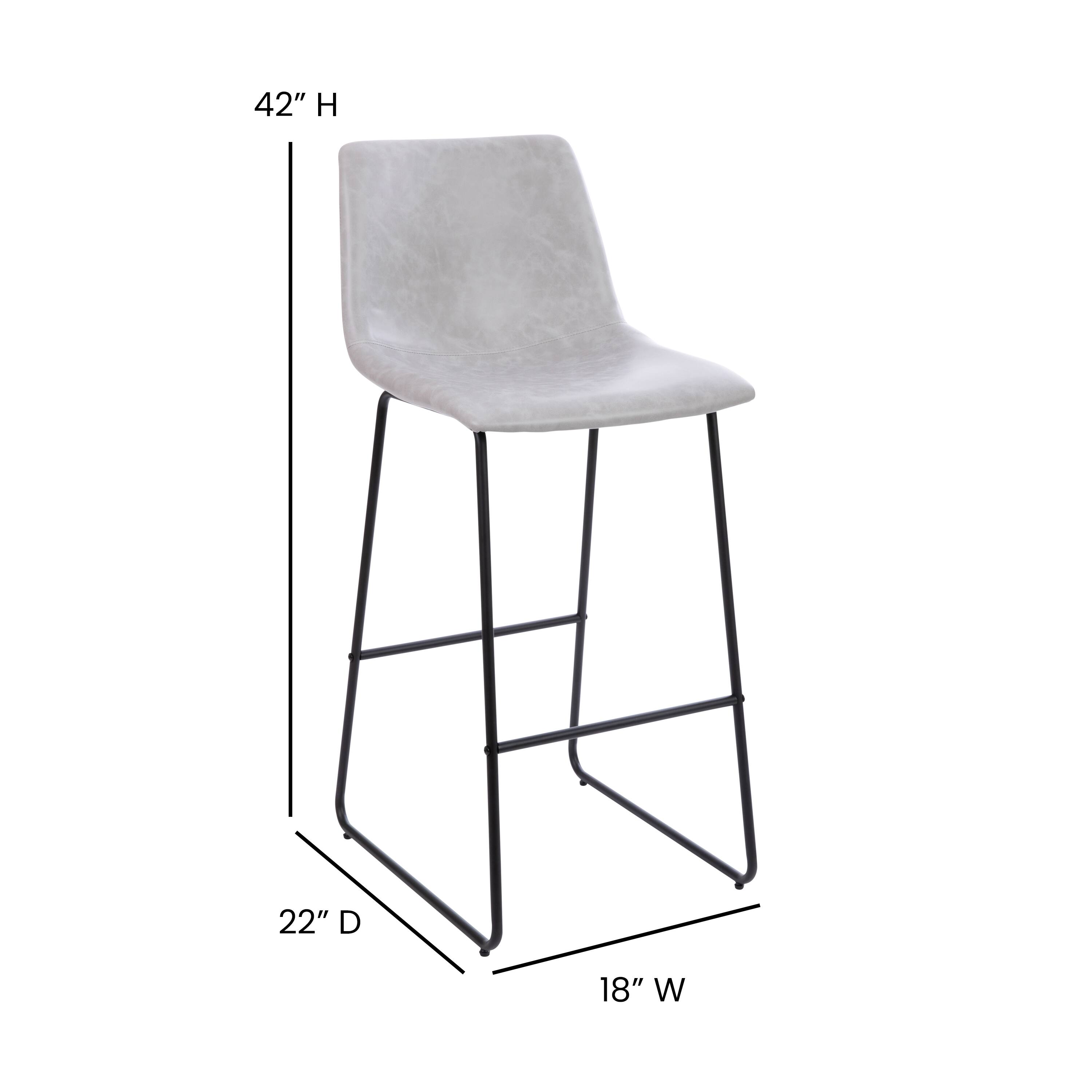 Alt View 16. Alamont Home - 30 Inch Commercial Grade LeatherSoft Bar Height Barstools, Set of 2 - Light Gray.