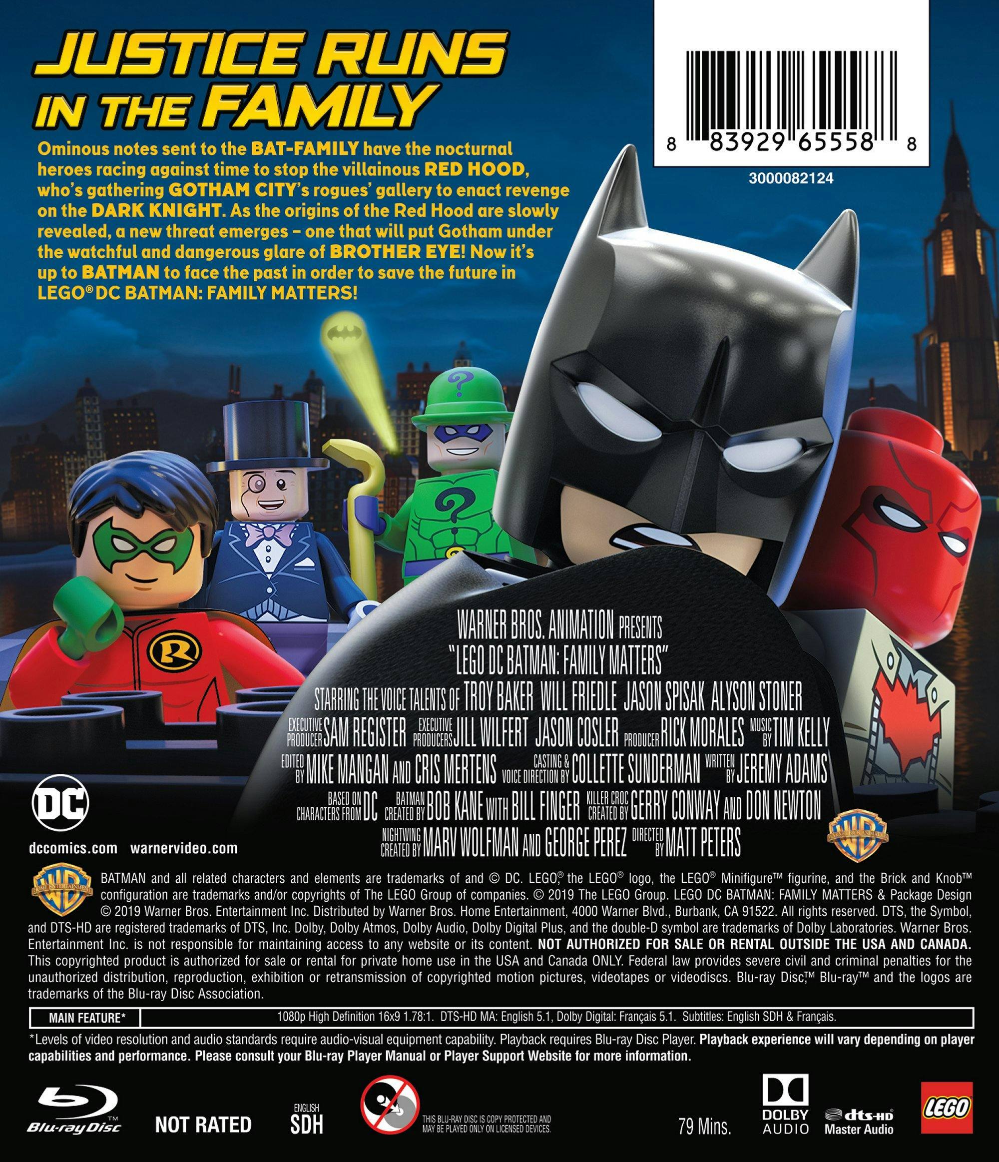 Back. LEGO DC: Batman: Family Matters w/ LEGO Batmobile Premium (Blu-ray + DVD + Toy) [Blu-ray].