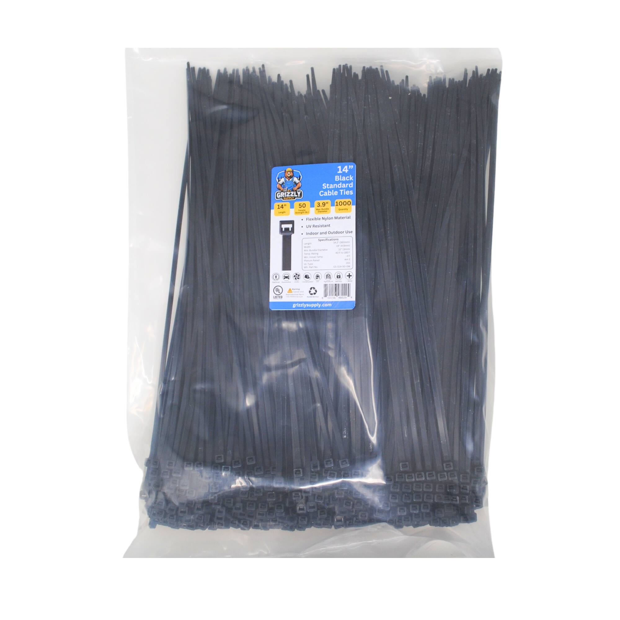 14" Black Standard GRIZZLY Cable Ties 50 3.9" 1000 - - mewbie Aylen Muteria - ResSamt - - Cune - - - | - I - I I - I . | I - a -  I 1 P d . M ... I I grizzlympply.com