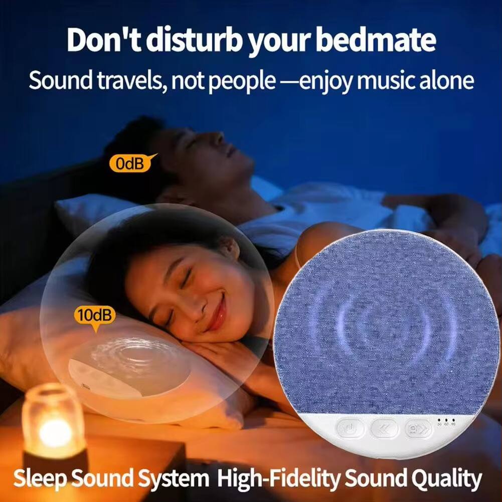 Don't disturb your bedmate  
Sound travels, not people — enjoy music alone  

OdB 10dB  

Sleep Sound System  
High-Fidelity Sound Quality