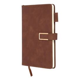 Unique Bargains - Lined Journal Notebook 8.3x5.7", A5 100 Pages 80GSM Soft PU Leather Daily Journal with Magnetic Closure - Brown