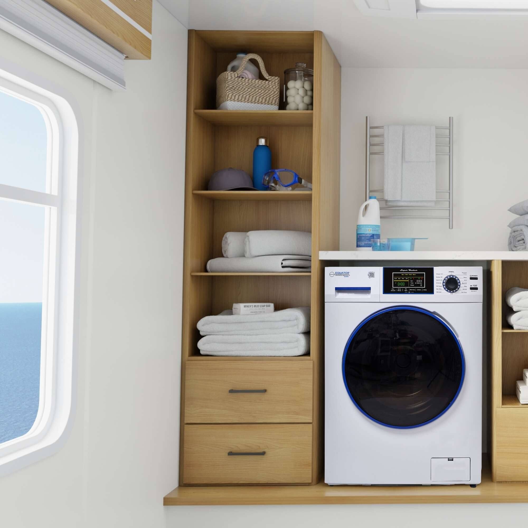 Alt View 3. Equator - Equator 1.62 cf EW 828 Marine RV Compact Washer ANTI CORROSION Salt Wash Pet Cycle Sanitize Winterize 110V - EW 828 - White.