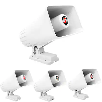 Front. 5 CORE - 5Core PA Horn Speaker 4Pc 6 Inch 50W Bull Horn Audio System-HW 405 WH 4PCS - White.