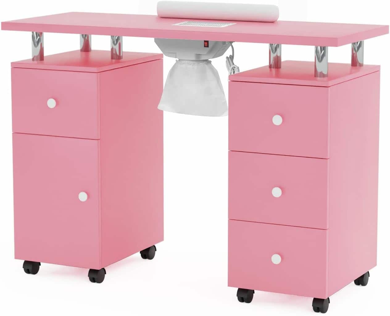 Photos - Office Desk Salon Professional Winado - Manicure Table Nail Desk with Dust Collector, Drawers, Wrist Rest, Lockable Wheels, Cabinetfor Nail Tech, Beauty Sa 
