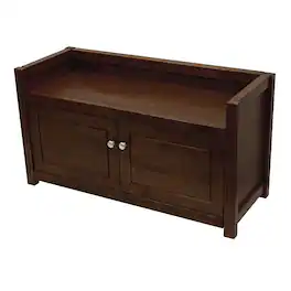 FurniFact - Solid Wood Entryway Bench with Lift-Top Storage for Shoe Rack - Walnut
