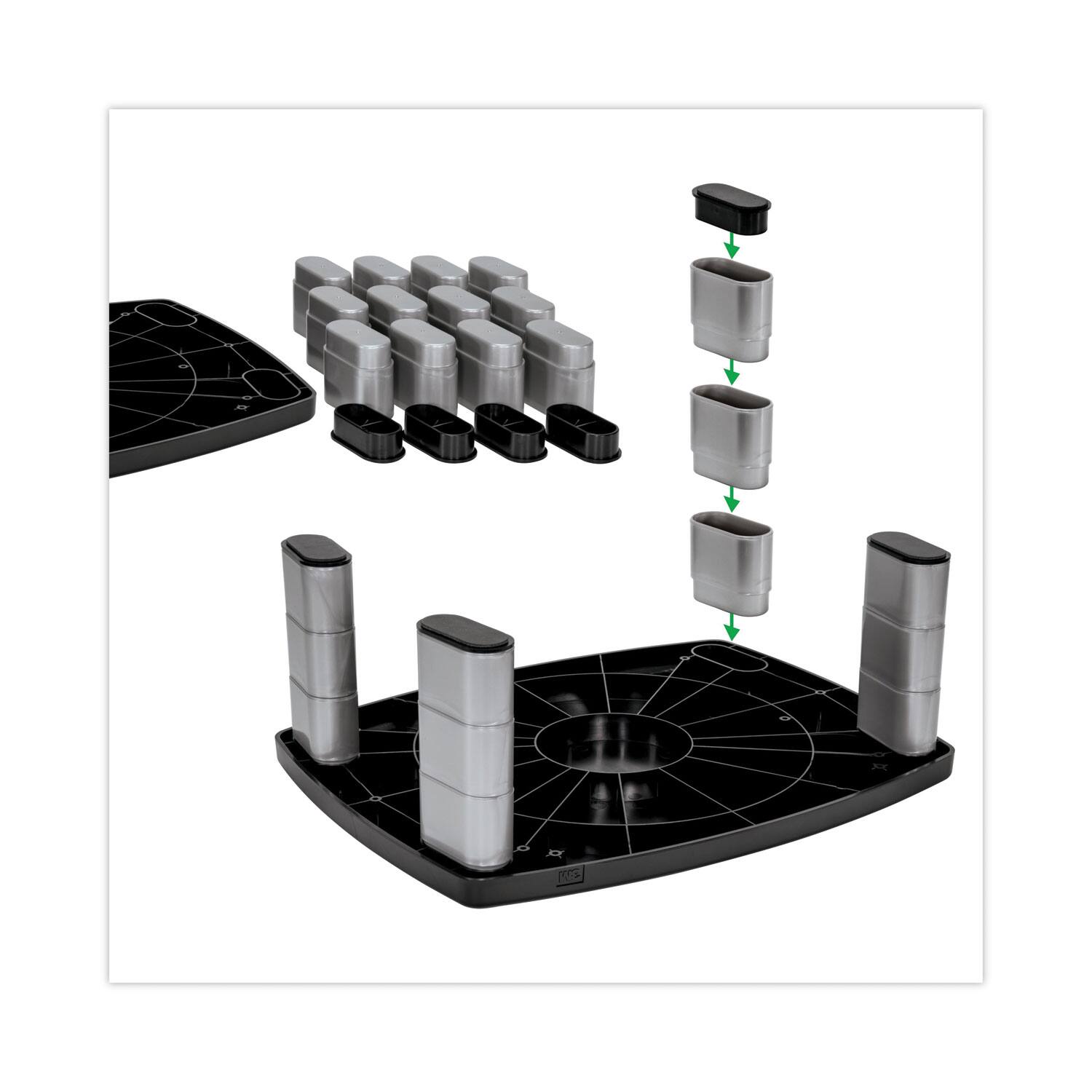 Alt View 3. 3M - 3M MS80B 15 in. x 12 in. x 2.63 in. to 5.78 in. 80-lb. Capacity Adjustable Monitor Stand - Black/Silver - Black/Silver.