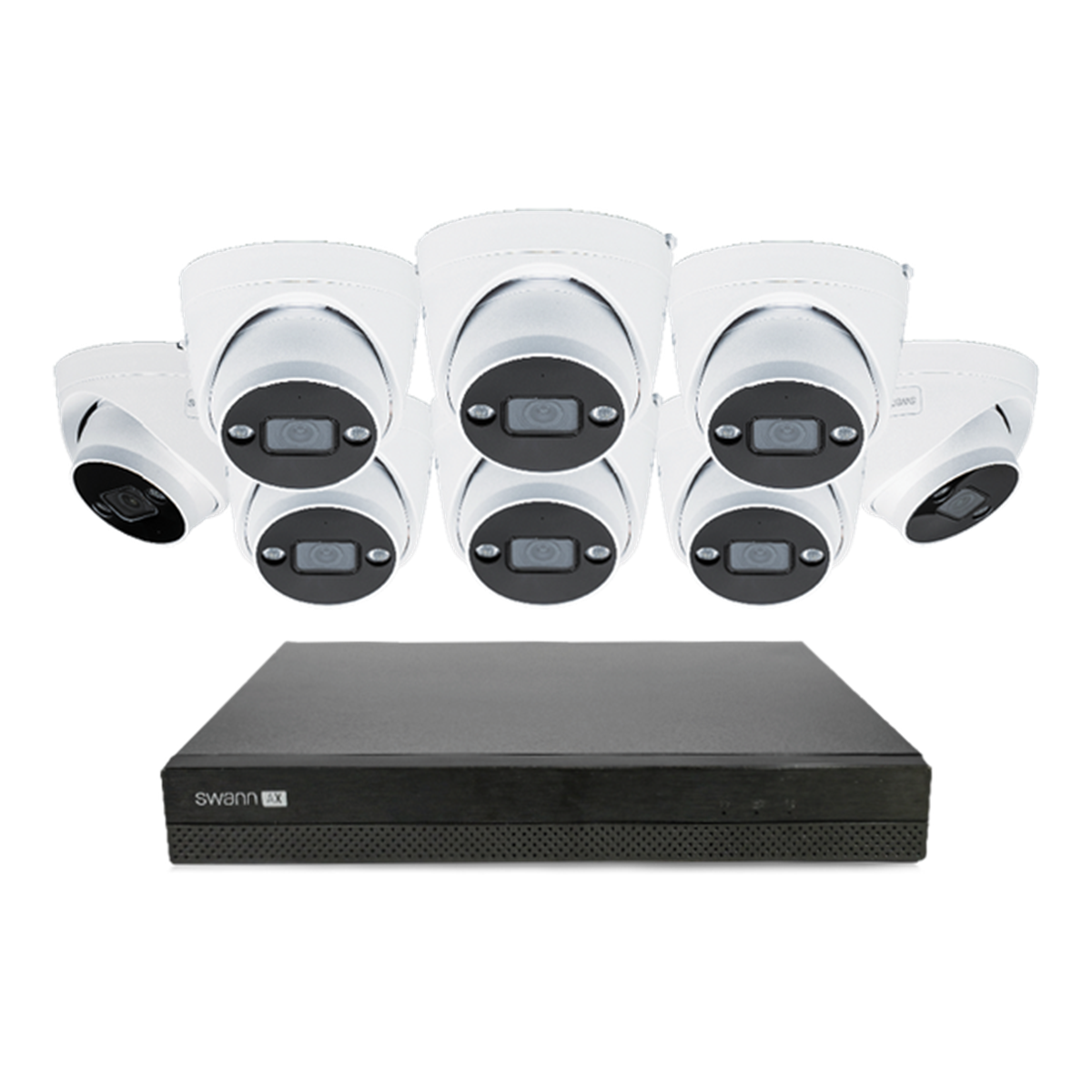 Swann - AdvancedX Series / NVR-16ADVANX / 2TB / 8x NHD-ADVANXD 4K Spotlight Dome IP Cameras - Black