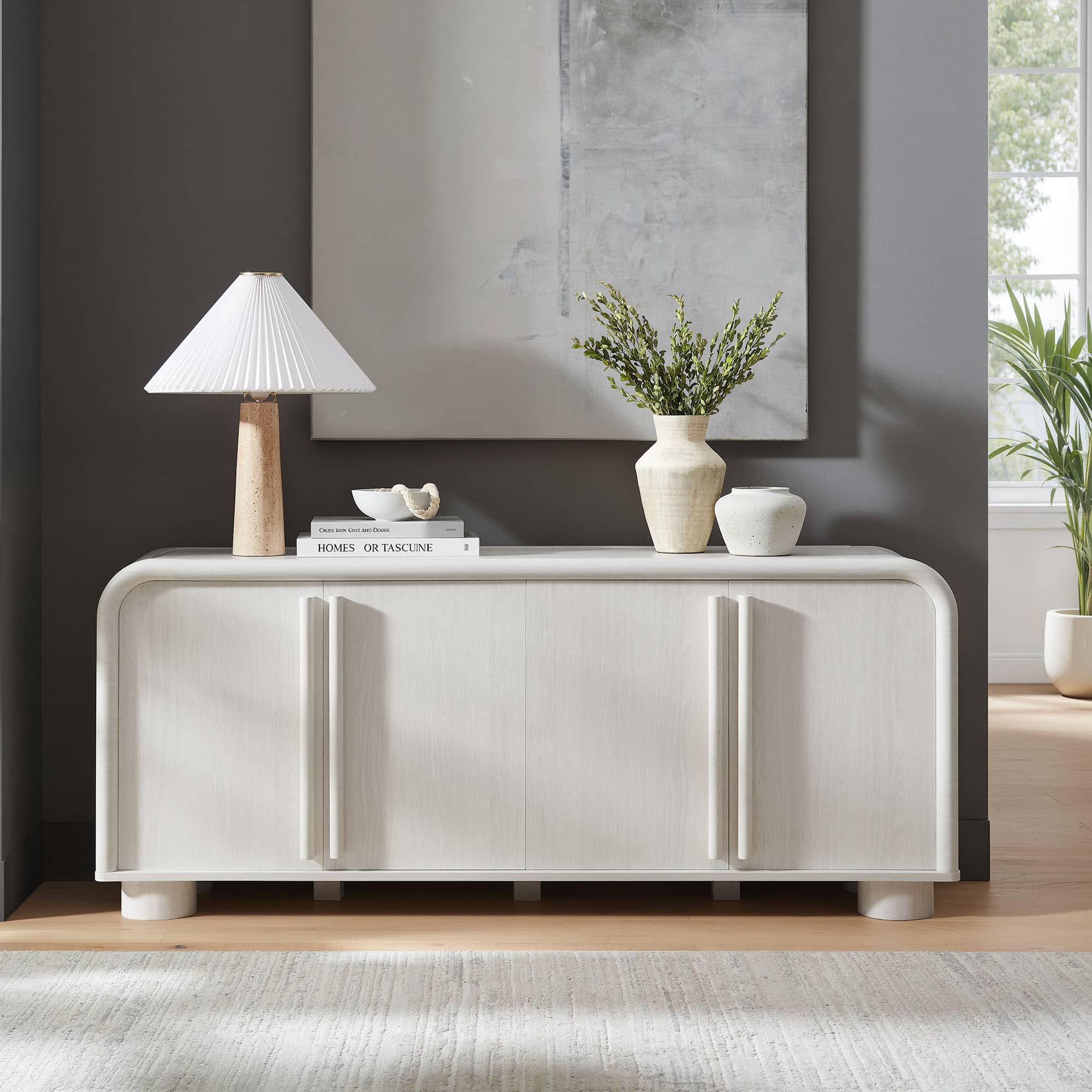 Bellamy Curved 4-Door Sideboard Cabinet by Modway - Ash
