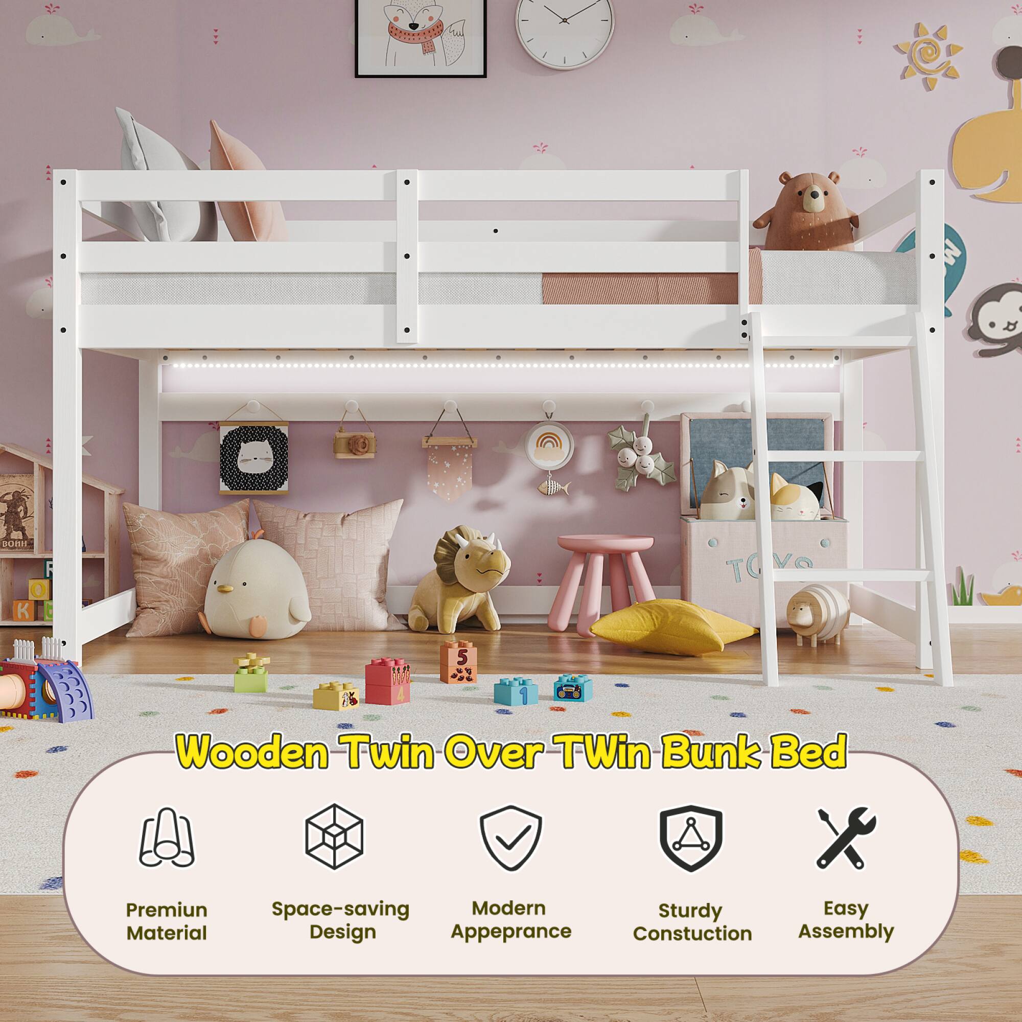 Wooden Twin Over Twin Bunk Bed

- Premium Material
- Space-saving Design
- Modern Appearance
- Sturdy Construction
- Easy Assembly