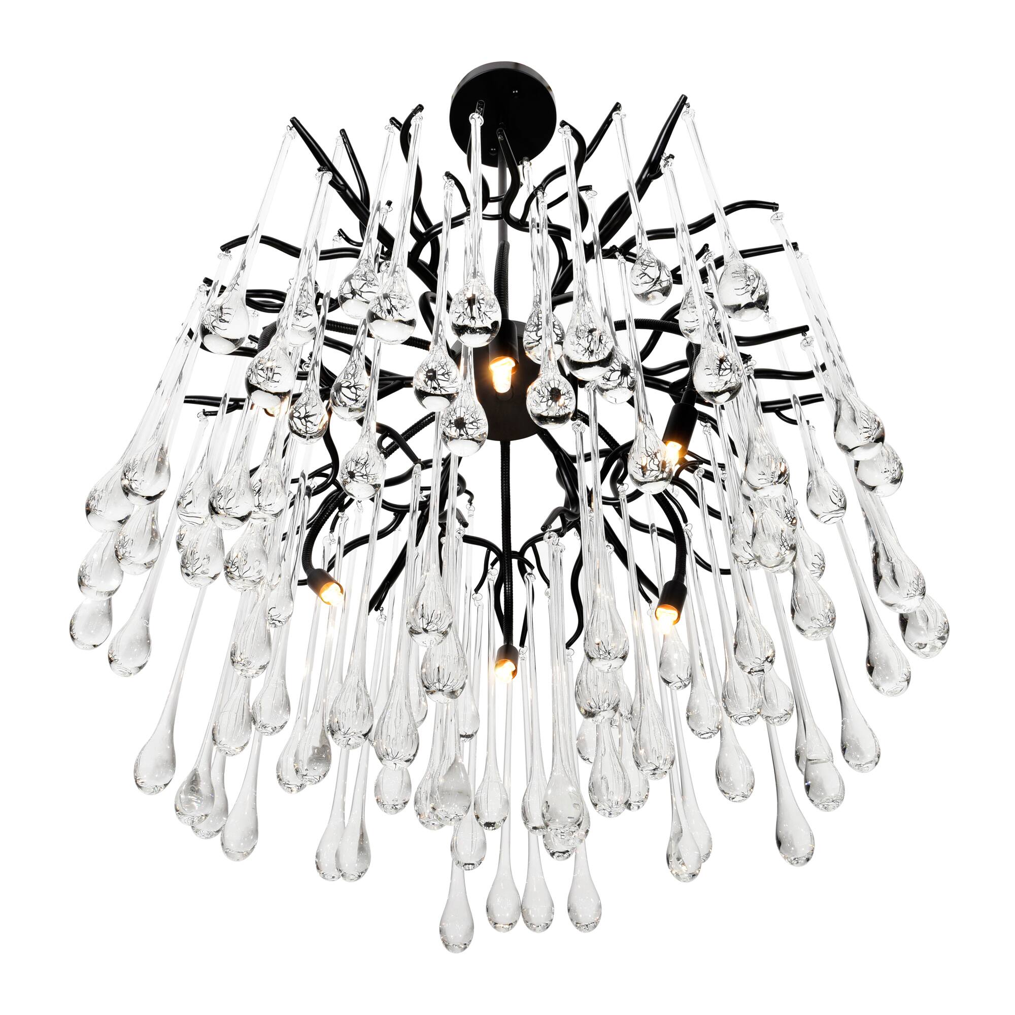Angle. CWI Lighting - Anita 6 Light Chandelier With Black Finish - Black.