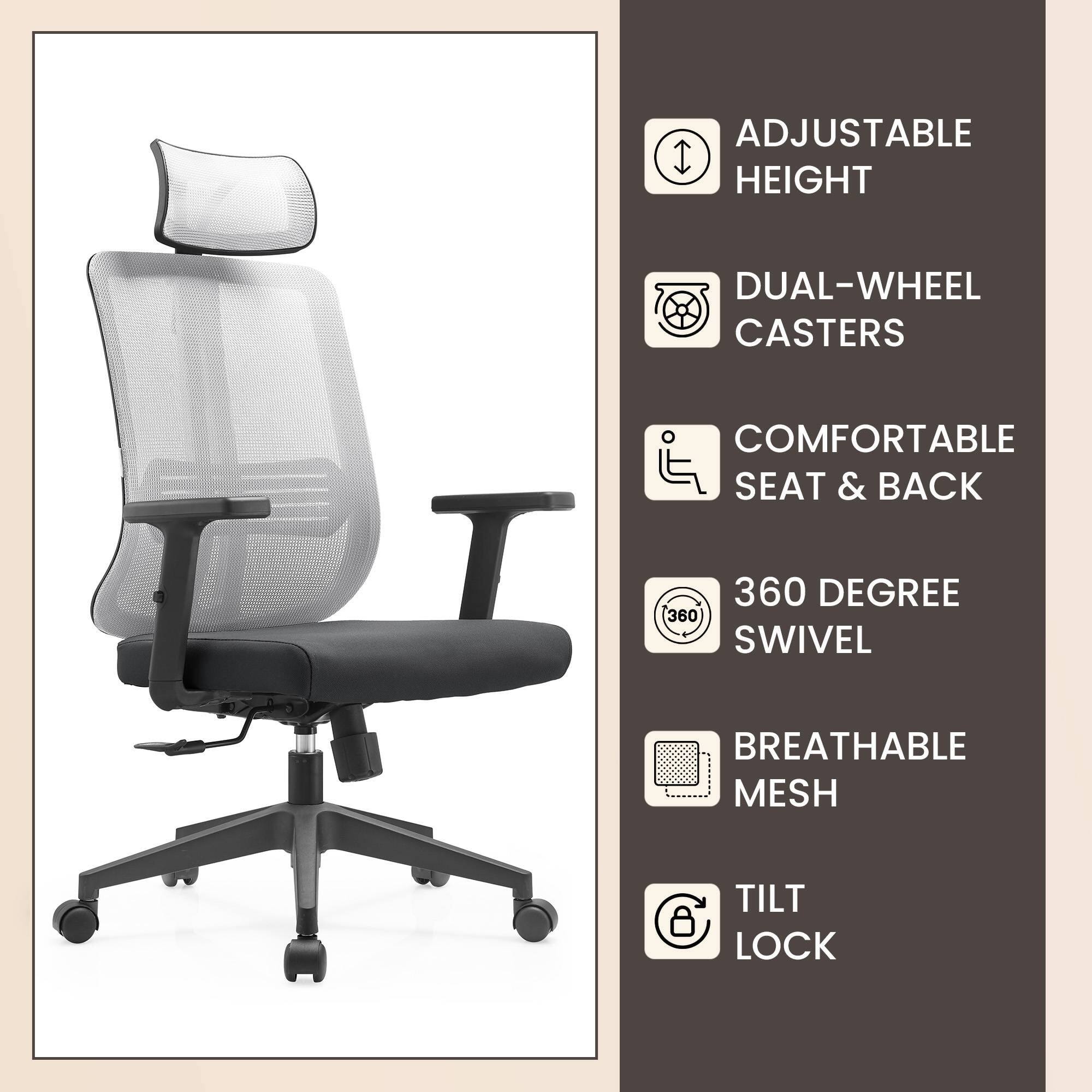 - Adjustable Height
- Dual-Wheel Casters
- Comfortable Seat & Back
- 360 Degree Swivel
- Breathable Mesh
- Tilt Lock