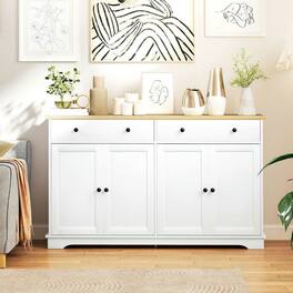 Kadyn - Modern Sideboard Buffet with Multiple Drawers and Adjustable Shelves - White