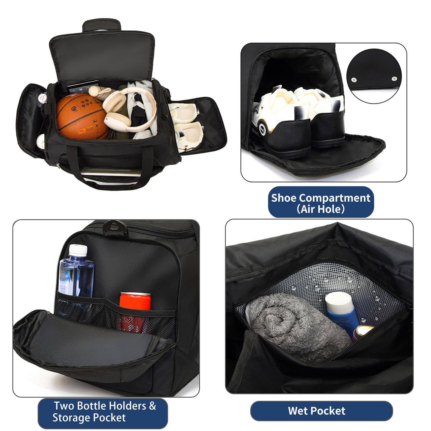 - Shoe Compartment (Air Hole)
- Two Bottle Holders & Storage Pocket
- Wet Pocket