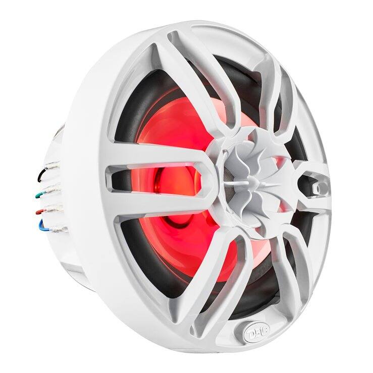 Angle. DS18 Audio - NXL 6x9" 2-way Coaxial Speaker with RGB LED Lights and Built-in Driver (Pair), 125W RMS 4-Ohm - White.