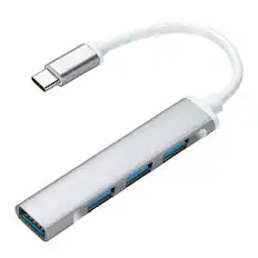 Front. Sanoxy - USB-C Type C to USB 3.0 4 Port Hub Splitter-Silver - Silver.