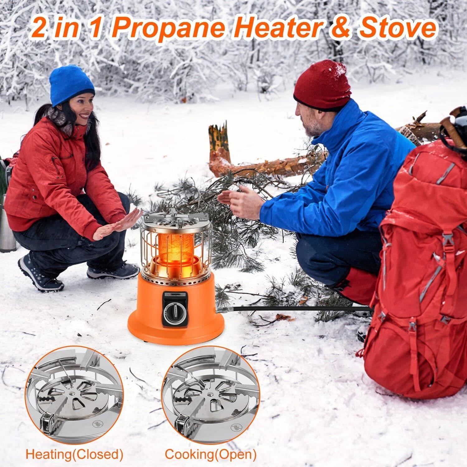 2 in 1 Propane Heater & Stove

Heating (Closed)  
Cooking (Open)