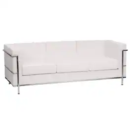 Flash Furniture - HERCULES Regal Series Contemporary Melrose White LeatherSoft Sofa with Encasing Frame - White