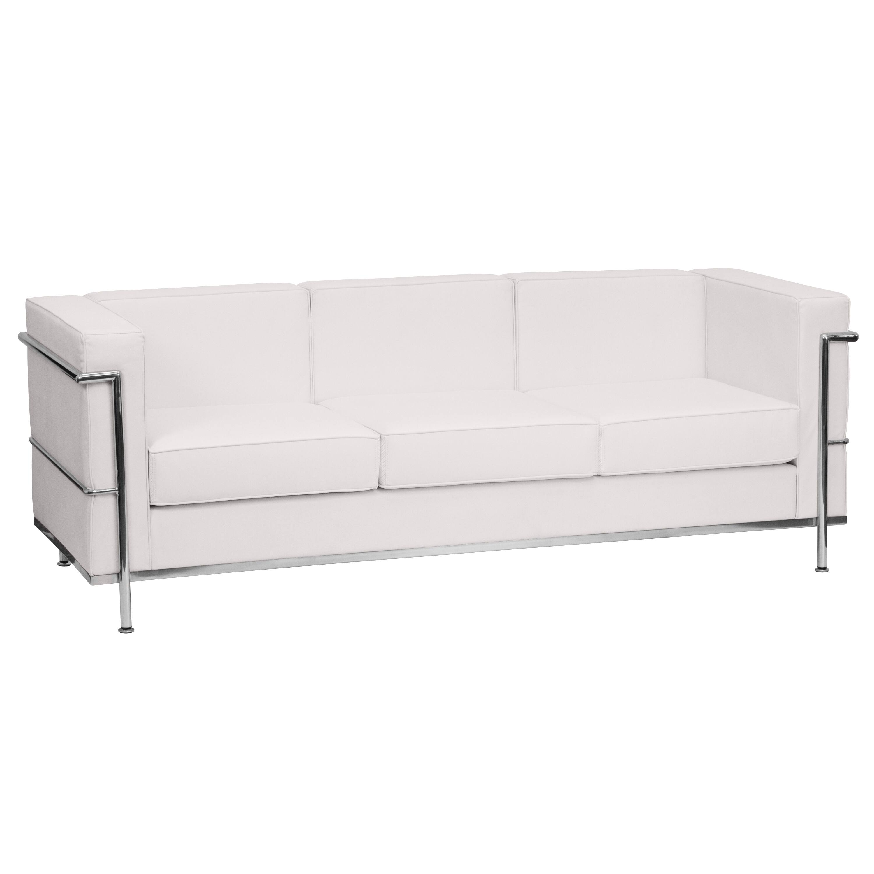 Front. Flash Furniture - HERCULES Regal Series Contemporary Melrose White LeatherSoft Sofa with Encasing Frame - White.