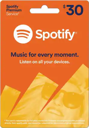 Front. Spotify - $30 Gift Card.