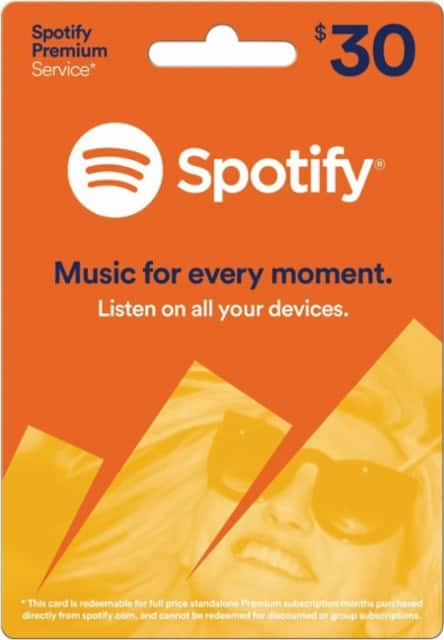  Spotify Tarjeta de regalo de $30 - Entrega por correo  electrónico: Gift Cards