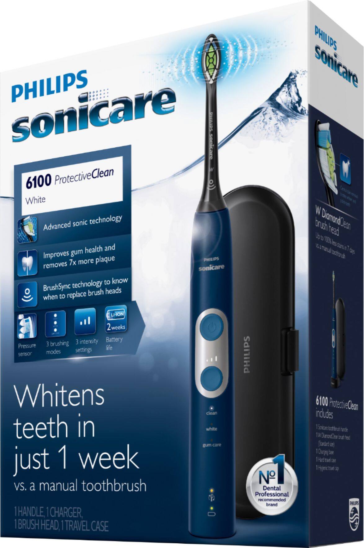 Alt View 16. Philips Sonicare - ProtectiveClean 6100 Rechargeable Toothbrush - Navy Blue.